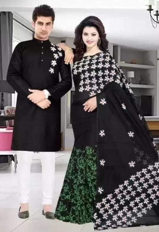 Occasional Dress/Couple Set/Matching Dress/Traditionally Dress/Sari And Panjabi Code : 4193