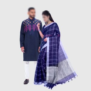 Premium Couple Set/Matching Dress/Traditionally Dress/Sari And Panjabi / কাপল ড্রেস পিক Code : 4299