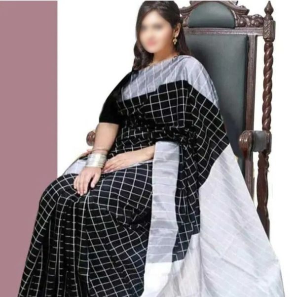 Black & White Halfsilk Saree for Women Code : 4163