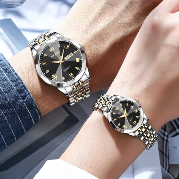 Olevs Stainless Steel fashionable Couple watches Code : 6330