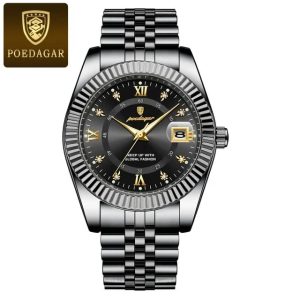 100% Original Waterproof Poedagar 910 Model Fashion Watch for Men. Code : 6286