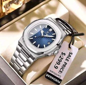 Poedagar 613 Luxury Stainless Steel Strap Watch (Blue Dial) Code : 5530